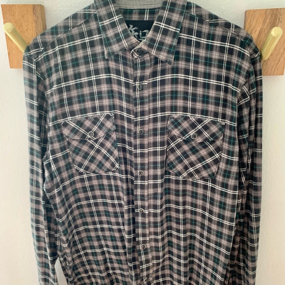 Plaid flannel button down shirt